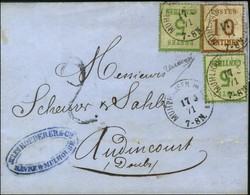 Càd MUHLHAUSEN / Als. N° 4 (2) + N° 5 Sur Lettre Pour Audincourt, Au Recto Taxe Tampon 2. 1871. - TB / SUP. - Storia Postale