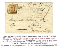 Cachet Encadré FELD-POST / RELAIS N°34 / Als. N° 5 (def) Sur Lettre Pour Pocé (zone Occupée) Pris En Charge Par Le FED-P - Lettres & Documents