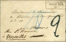 Cachet Encadré KPR FELDPOST / RELAIS N° 75 Sur Lettre Pour Le Mans Réexpédié à Versailles. Au Recto, Taxe Tampon 2 Et Ta - Cartas & Documentos