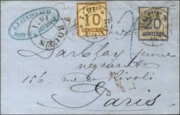 Cachet Provisoire ROUEN / 1871 / Als. N° 5 + 6 Sur Lettre Pour Paris Par La Voie De Belgique, Au Recto Taxe Tampon 2 Ble - Storia Postale