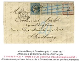 GC 2598 / N° 37 Càd T 17 NANCY (52) 1 JUIL. 71 Sur Lettre Pour Strasbourg + Als. N° 2 + 3 Paire (les 3 Ex. Burelage Renv - Cartas & Documentos