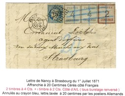 GC 2598 / N° 37 Càd T 17 NANCY (52) 1 JUIL. 71 Sur Lettre Pour Strasbourg + Als. N° 2 + 3 Paire (les 3 Ex. Burelage Renv - Covers & Documents