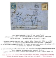 GC 2046 / N° 46 Càd T 17 LILLE (57) 16 AVRIL 71 Sur Lettre Pour Metz Par La Voie De Prusse, P.P. Rouge. L'expéditeur A A - Covers & Documents