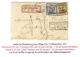 Cachet Encadré STRASSBURG I. ELS / BAHNHOF 12 12 71 / Als. N° 6 + 7 Sur Lettre Recommandée (étiquette De Recommandation  - Cartas & Documentos