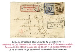 Cachet Encadré STRASSBURG I. ELS / BAHNHOF 12 12 71 / Als. N° 6 + 7 Sur Lettre Recommandée (étiquette De Recommandation  - Covers & Documents