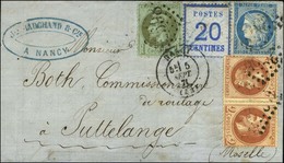 GC 2598 / N° 25 + 26 (2) + 37 Càd T 17 NANCY (52) 5 SEPT. 71 + Als. N° 6 Annulé Au Crayon Bleu Sur Lettre En Affranchiss - Storia Postale