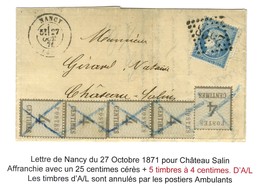 GC 2598 / N° 60 Càd T 17 NANCY (52) 27 OCT. 71 + Als. N° 3 Bande De 4 + 1 Ex. Tous Burelage Renversé Annulés Au Crayon B - Covers & Documents