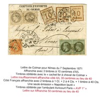 Càd Fer à Cheval COLMAR 7 SEPTBR. 71 / Als. N° 5 (3) + Losange AVP 1° / N° 25 (2) + 27 (2) + 31 Sur Lettre 2 Ports Insuf - Cartas & Documentos