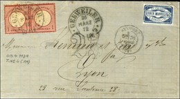 Càd Fer à Cheval GEBWEILER / All. 1 Groschen Paire Sur Lettre Pour Lyon, Au Recto Taxe 25 DT. 1872. - TB. - Covers & Documents