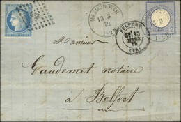 Càd MASMUNSTER / Allemagne 2g + N° 60 Obl PC Du GC 420 Sur Lettre En Affranchissement Mixte Pour Belfort. 1872. - TB / S - Cartas & Documentos