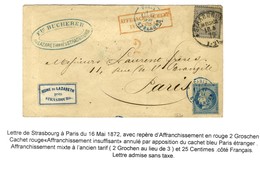 Càd STRASSBURG 16 5 72 / All. 2 Groschen + Càd Bleu PARIS / ETRANGER / N° 60 Type I Sur Lettre En Affranchissement Mixte - Cartas & Documentos
