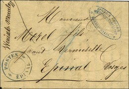 Grand Cachet Provisoire Bleu POSTES / EPINAL Sur Lettre Avec Texte Daté De Rambervillers Le 24 Décembre 1870 Pour Epinal - War 1870