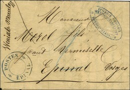 Grand Cachet Provisoire Bleu POSTES / EPINAL Sur Lettre Avec Texte Daté De Rambervillers Le 24 Décembre 1870 Pour Epinal - Krieg 1870