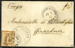 Grand Cachet Provisoire POSTES / EPINAL + Càd MUHLHAUSEN / Als. N° 5 Sur Lettre Pour Gérardmer. 1871. - TB / SUP. - R. - Oorlog 1870
