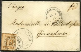 Grand Cachet Provisoire POSTES / EPINAL + Càd MUHLHAUSEN / Als. N° 5 Sur Lettre Pour Gérardmer. 1871. - TB / SUP. - R. - Krieg 1870