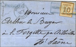 Cachet Encadré Bleu K:PR / FELDPOST-RELAIS N°66 / Als. N° 5 + Griffe Provisoire MIRECOURT Et Cachet Provisoire POSTES /  - War 1870