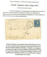 GC 1645 / N° 45 Càd T 16 GERARDMER 10 MARS 70 Sur Lettre Pour Agen. Très Rare Période éphémère (du 6 Au 11 Mars 1871) De - War 1870