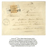 Cachet Encadré Bleu KPR / FELDPOST RELAIS N° 66 / Alsace N° 5. Sous Le Timbre, Griffe PORT PAYE Sur Lettre De Fraize Pou - Guerra Del 1870