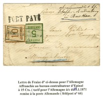 Cachet Encadré Bleu KPR / FELDPOST RELAIS N° 66 / Alsace N° 4 + 5 Sur Lettre De Fraize Pour Un Prisonnier De Guerre à Ma - Guerra Del 1870