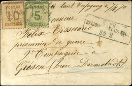 Cachet Provisoire POSTES / 1871 / EPINAL / Alsace N° 4 + 5. A Côté, Cachet Encadré Bleu KPR / FELDPOST RELAIS N° 66 Sur  - Guerra Del 1870