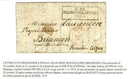 Cachet Encadré KPR / FELDPOST RELAIS N° 66 Sur Lettre Adressée En Franchise à Briançon écrite Par Un Prisonnier De Guerr - Oorlog 1870
