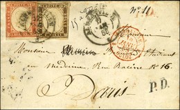Càd ALBERTVILLE / * / Sardaigne N° 11 + 13 Sur Lettre Pour Paris. 1858. - TB. - 1849-1876: Periodo Classico