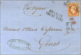 Griffe FRANCIA / VIA DI MARE / N° 23 Sur Lettre De Marseille Pour Gênes. 1864. - TB / SUP. - Maritime Post