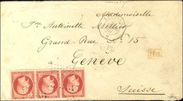 Ancre / N° 24 Bande De 3 Càd Octo LA HAVANE / * Sur Lettre 2 Ports Pour Genève. 1867. - TB. - R. - Schiffspost