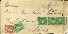 Ancre / N° 42 (4) (qq Defs) + 49 Càd Octo MONTEVIDEO Sur Lettre Pour Paris. Exceptionnel Affranchissement Composé. 1871. - Poste Maritime