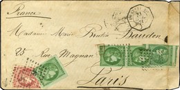Ancre / N° 42 (4) (qq Defs) + 49 Càd Octo MONTEVIDEO Sur Lettre Pour Paris. Exceptionnel Affranchissement Composé. 1871. - Maritime Post