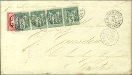 Cachet Octo LE CAP-HAITIEN / * 29 OCT. 76 / N° 57 + 64 Bande De 4 Sur Lettre Pour Nantes. Sur Le Paquebot Est Apposé Le  - Correo Marítimo