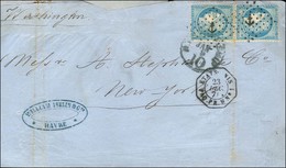 Losange Ancre / N° 60 Paire Càd ETATS-UNIS / PAQ. FR. H N° 1 Sur Lettre Pour New York. 1871. - TB. - RR. - Correo Marítimo