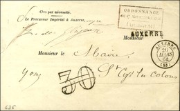 Càd T 15 AUXERRE (83) Taxe 30 DT Annulée + Cachet Rouge D'ordonnance. 1864. - SUP. - Andere & Zonder Classificatie