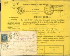 GC / N° 60 Càd T 17 CHAMPIGNY-S-YONNE (83) Taxe 40 DT Pour Timbre Ayant Déjà Servi + Dossier De Saisie. 1876. - TB. - Otros & Sin Clasificación