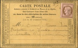 OR / N° 58 Sur Carte Avec Texte Daté Petits Millots Adressée Localement à Courson. 1875. - TB. - Andere & Zonder Classificatie