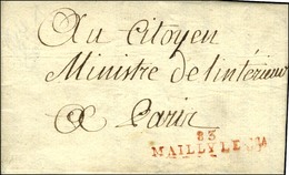 83 / MAILLY-LE-CH Rouge (Mailly-le-Chateau) Sur Lettre Avec Texte Daté 1794 Adressée En Franchise à Paris. - TB / SUP. - Andere & Zonder Classificatie