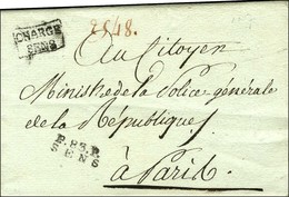 P.83.P. / SENS + Très Rare MP Encadrée CHARGE / SENS Sur Lettre Avec Texte Daté Du 9 Thermidor An 7 Pour Paris. - SUP. - - Otros & Sin Clasificación