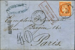 Càd T 17 St FLORENTIN (83) / N° 38 Sur Lettre Insuffisamment Affranchie Pour Paris, Taxe 40 DT. 1876. - TB / SUP. - R. - Andere & Zonder Classificatie