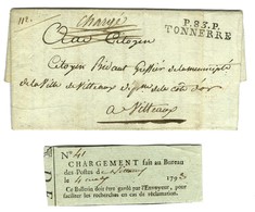P.83.P. / TONNERRE Sur Lettre Chargée (bordereau De Chargement Dans La Lettre) Avec Texte Daté 1793. - SUP. - Other & Unclassified