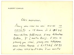 CAMUS Albert (1913-1960), écrivain. - Altri & Non Classificati