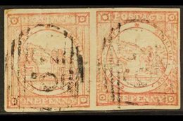 NEW SOUTH WALES 1850 1d Reddish Rose Sydney View, Plate 1, SG 3, An Attractive Horizontal Pair With Four Margins And Cle - Other & Unclassified