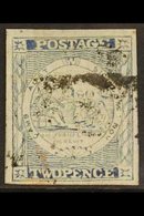 NEW SOUTH WALES 1851 2d Dull Blue Sydney View Plate V, Pick And Shovel Omitted, SG 37a, Four Margins And Light Cancel. F - Sonstige & Ohne Zuordnung