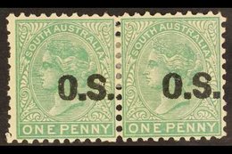 SOUTH AUSTRALIA OFFICIAL 1876 1d Blue-green, SG O43, Very Fine Mint Horizontal Pair. For More Images, Please Visit Http: - Otros & Sin Clasificación