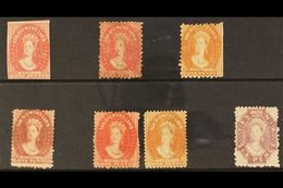 TASMANIA 1857-1891 MINT OR UNUSED CHALON SELECTION. Includes 1857-67 1d Unused, 1863-71 Perf 10 1d (x2 Shades), Perf 12  - Autres & Non Classés