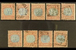 VICTORIA POSTAGE DUES 1890-94 (dull Blue And Deep Claret) Set Complete To 2s, SG D1/D9, Fine Used, The 10d Is Cancelled  - Sonstige & Ohne Zuordnung