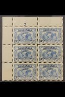 1931 3d Blue Kingsford Smith Variety "Falling Mailbag", SG 122a, In Corner Plate Block Of 6, Never Hinged Mint. For More - Autres & Non Classés