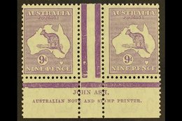 1932 9d Violet Roo (SG 133), ASH IMPRINT PAIR, Plate 3 - First State, BW 29z, Mint (stamps Never Hinged). For More Image - Andere & Zonder Classificatie