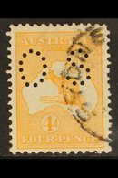 OFFICIAL 1914 4d Orange-yellow Roo Punctured 'OS', SG O21a, Fine Cds Used, Good Centring, With 2009 RPSL Photo-certifica - Other & Unclassified