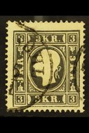1858-59 3k Black Type Ib (Michel 11 Ib, SG 23), Fine Used, Very Fresh, Expertized A. Diena. For More Images, Please Visi - Andere & Zonder Classificatie