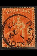 1872 6d Orange-vermilion Britannia, Clean Cut Perforation, SG 53, Neat 1872 Cds Used. For More Images, Please Visit Http - Barbades (...-1966)